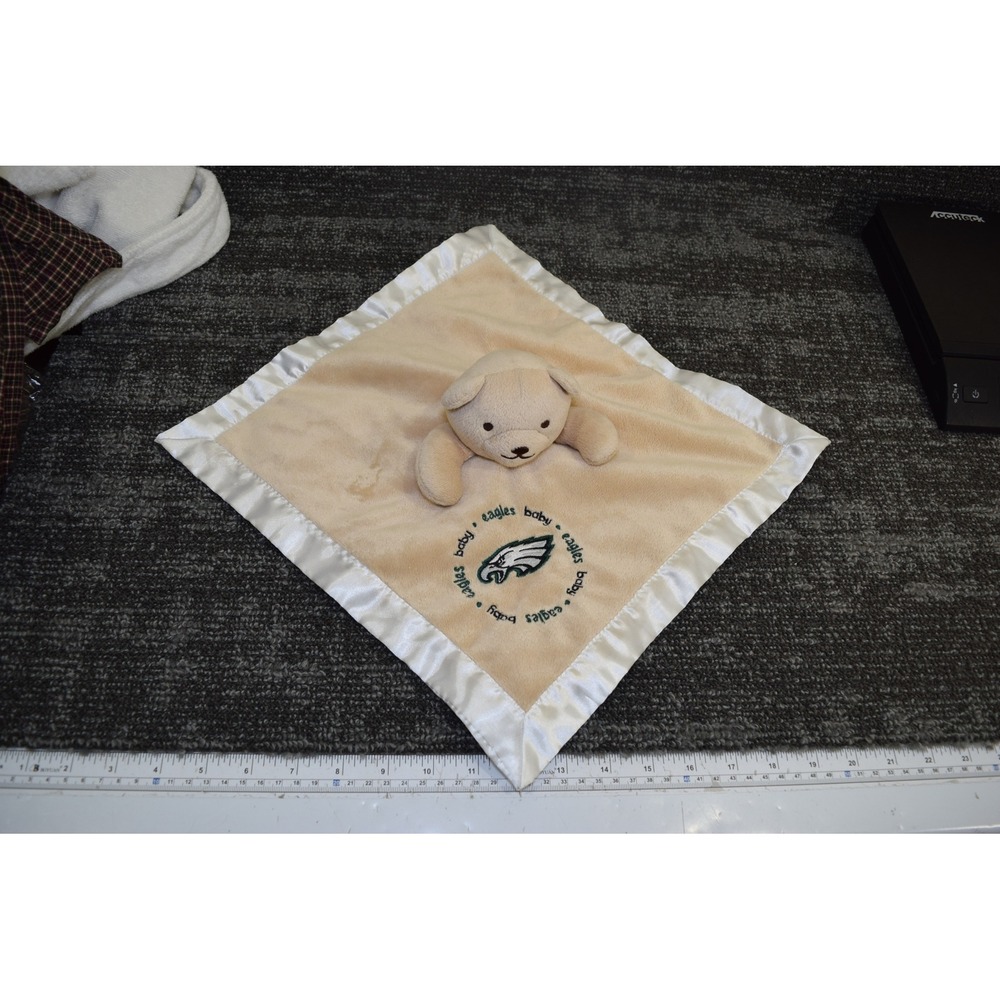 Baby Fanatic Philadelphia Eagles Security Blanket Bear LOVEY Plush Tan Satin 13"